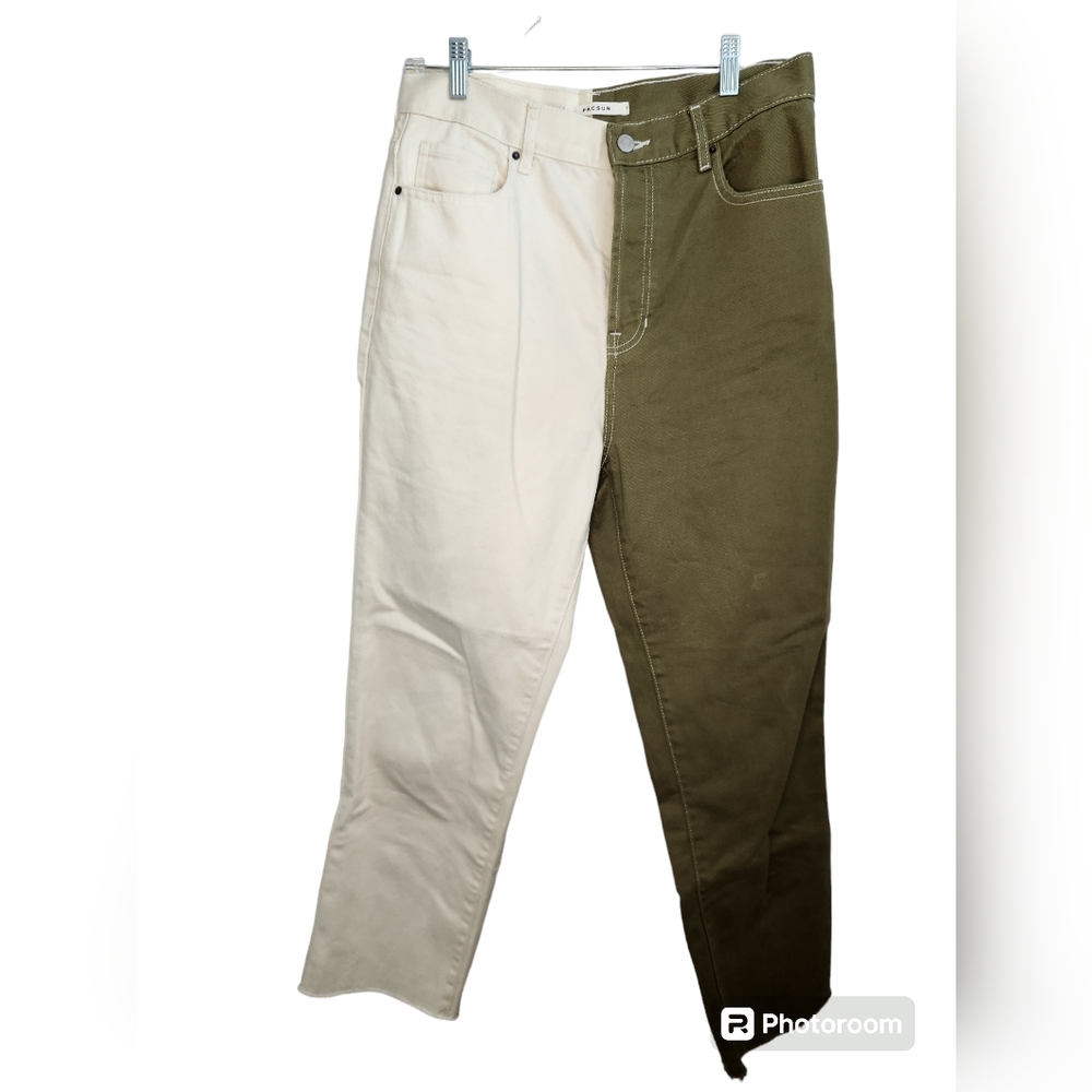 PacSun High Rise 2 Color Raw Hem Denim Button Fly Size 29